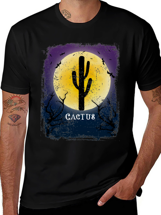 Cactus Moon Graphic Tee - Mens Novelty T-Shirt