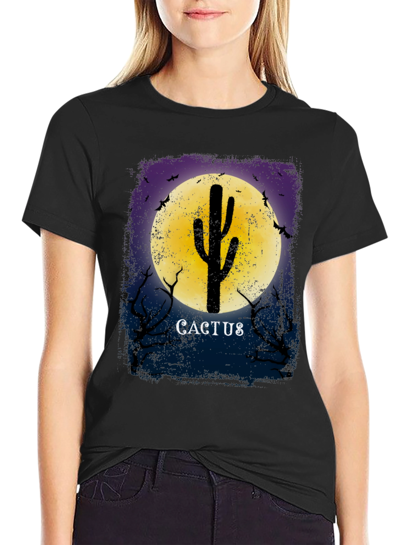 Cactus Moon Graphic Tee - Mens Novelty T-Shirt
