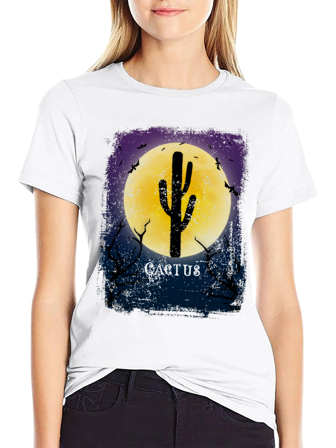 Cactus Moon Graphic Tee - Mens Novelty T-Shirt