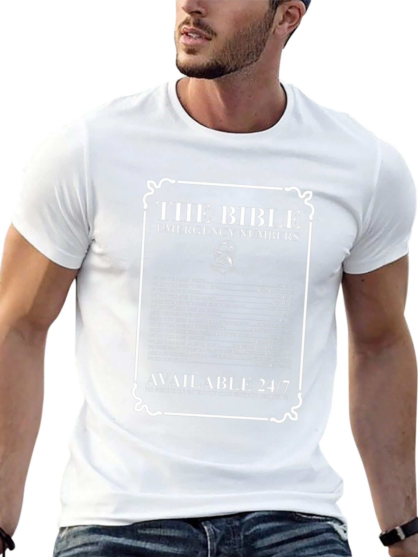 Bible Emergency Numbers Graphic Tee
