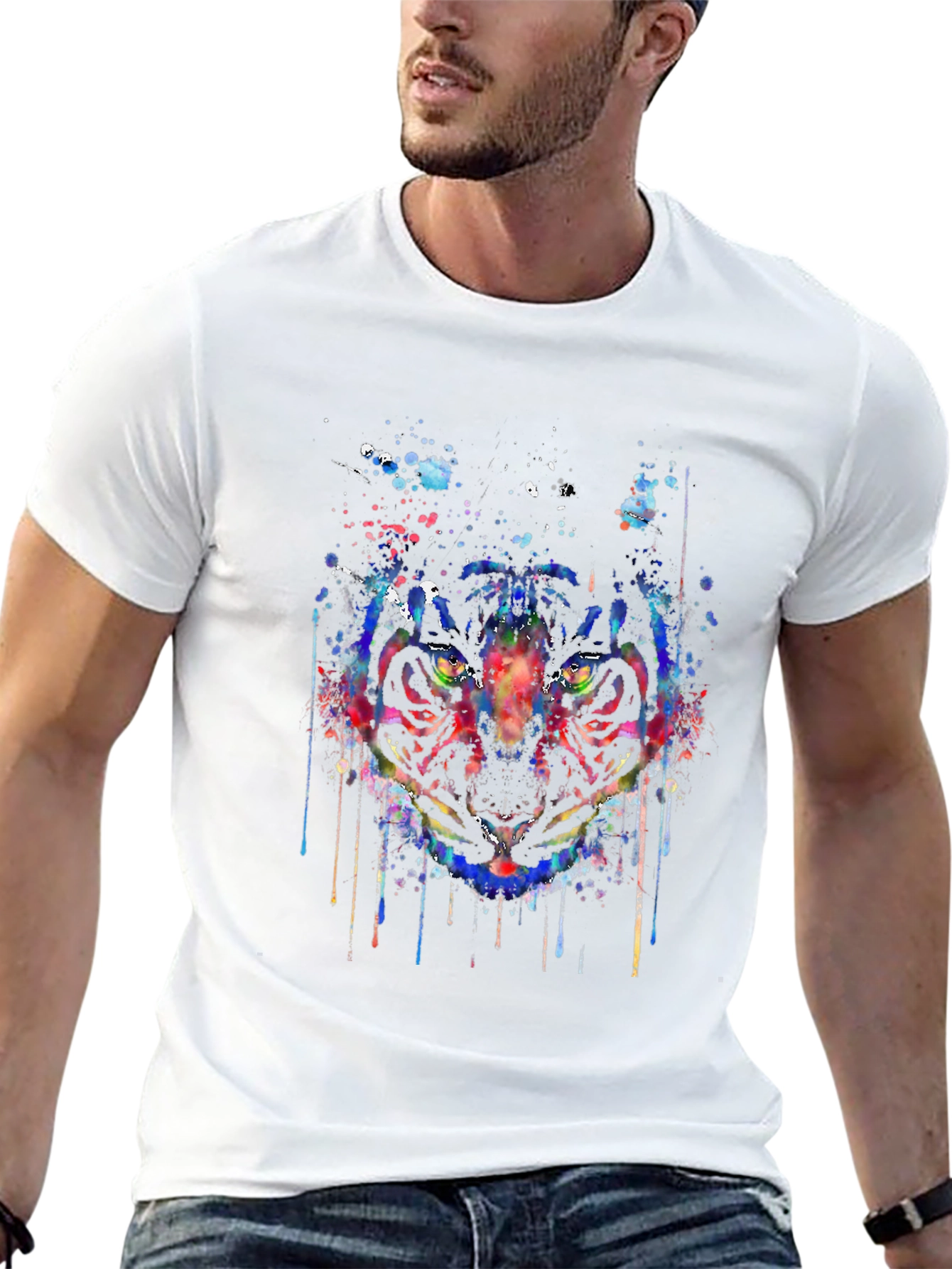 Abstract Tiger Graphic T-Shirt