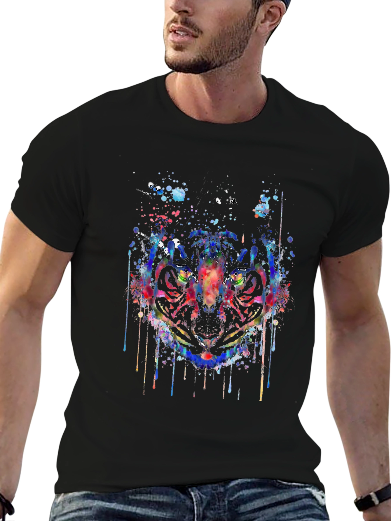 Abstract Tiger Graphic T-Shirt