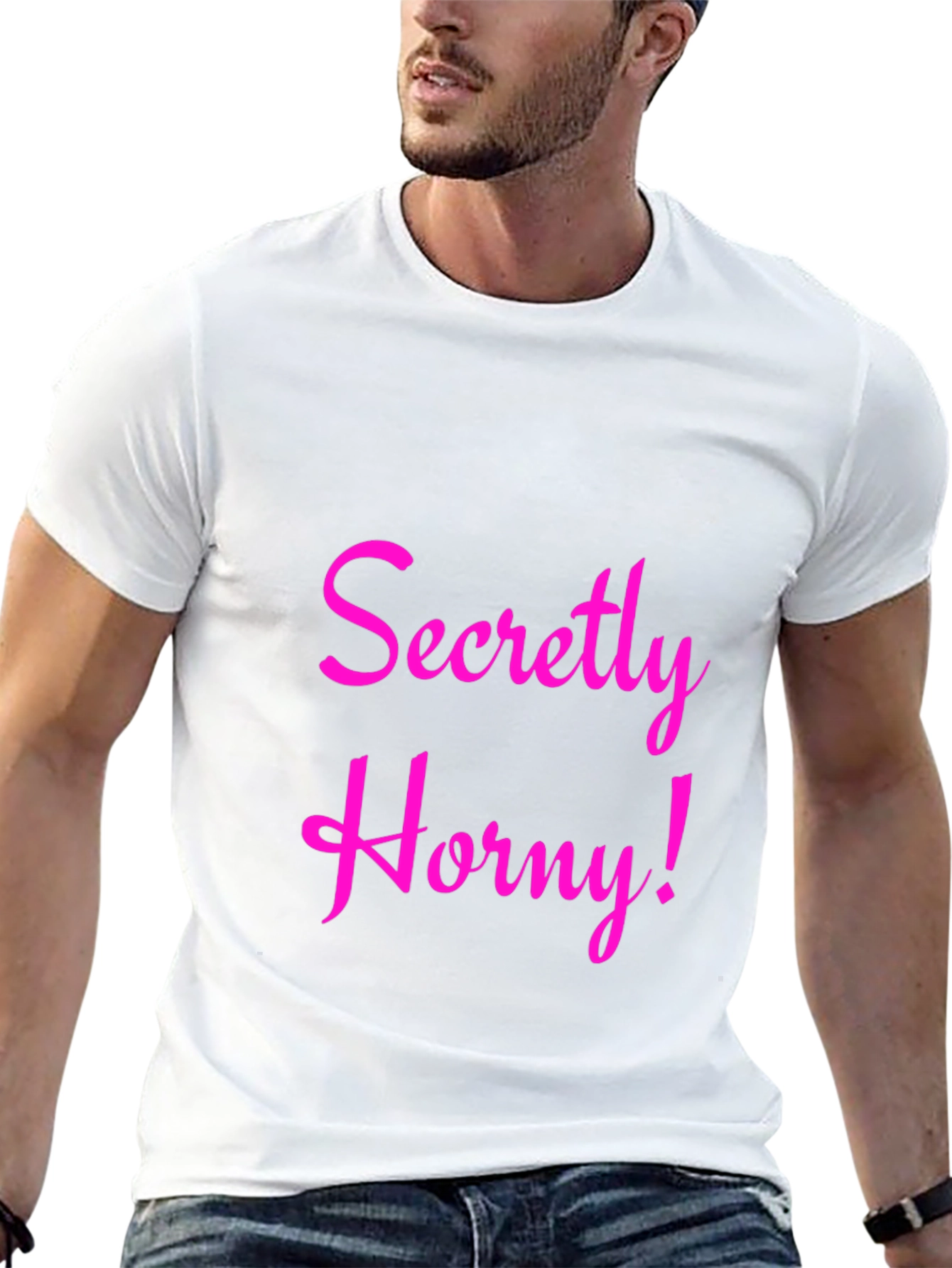 Secretly Horny Black Graphic Tee - Mens Fashion