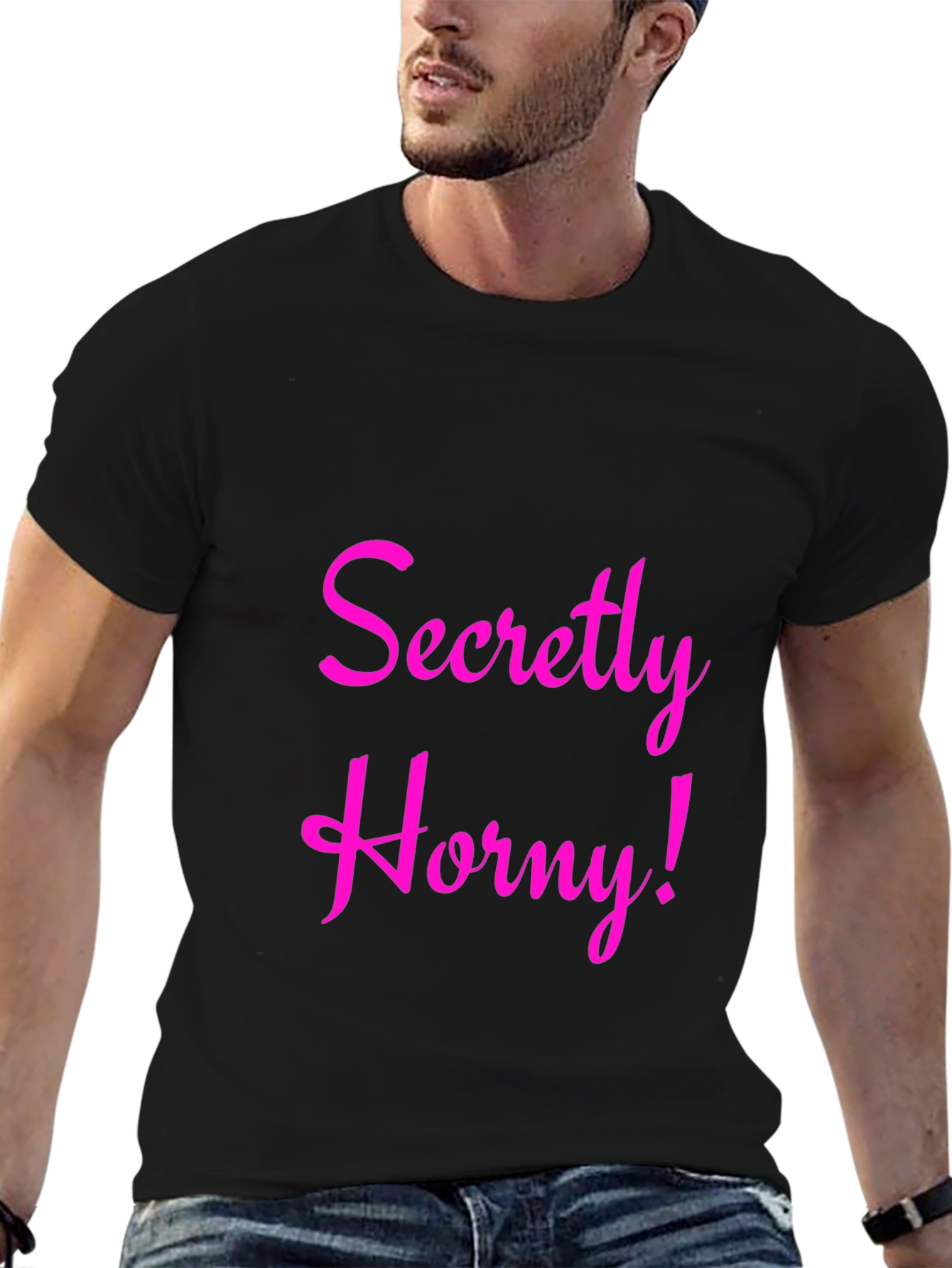 Secretly Horny Black Graphic Tee - Mens Fashion