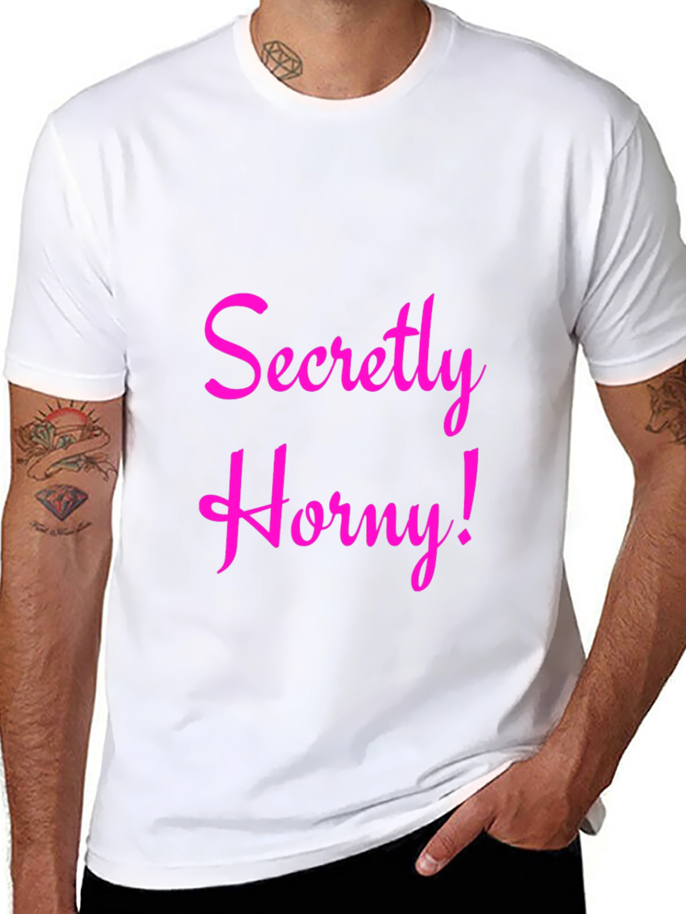 Secretly Horny Black Graphic Tee - Mens Fashion