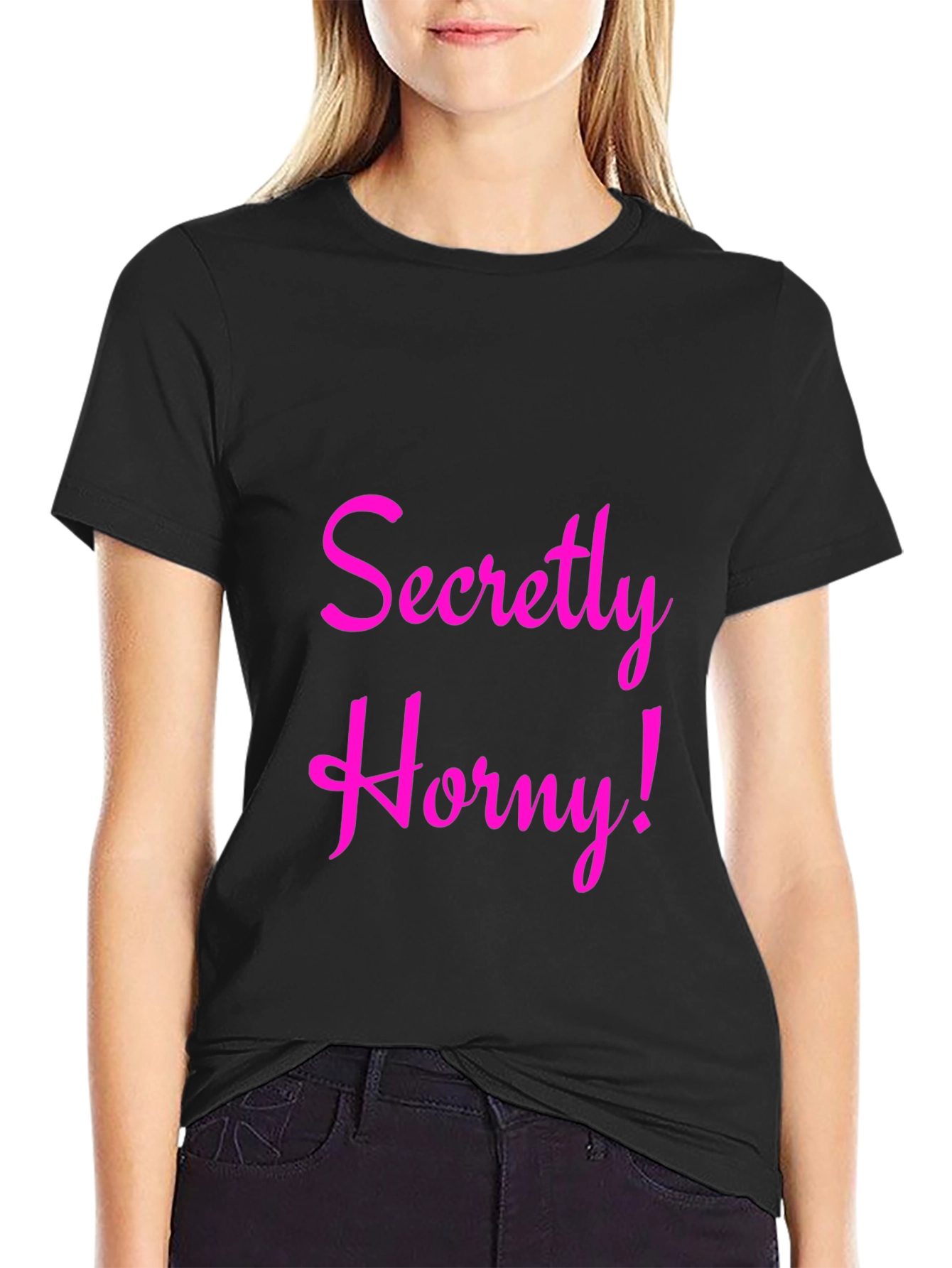 Secretly Horny Black Graphic Tee - Mens Fashion