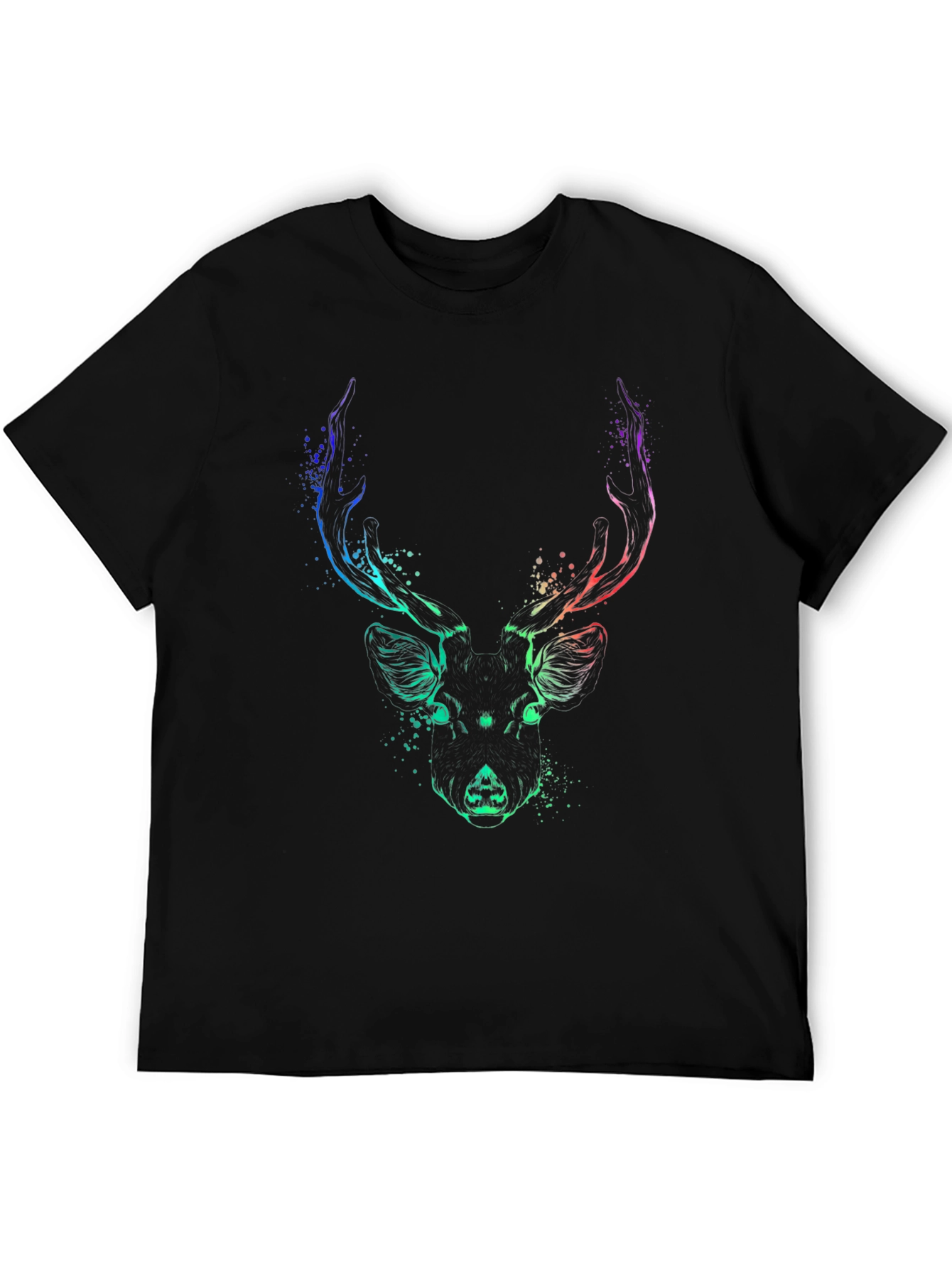 Abstract Deer Graphic Black T-Shirt
