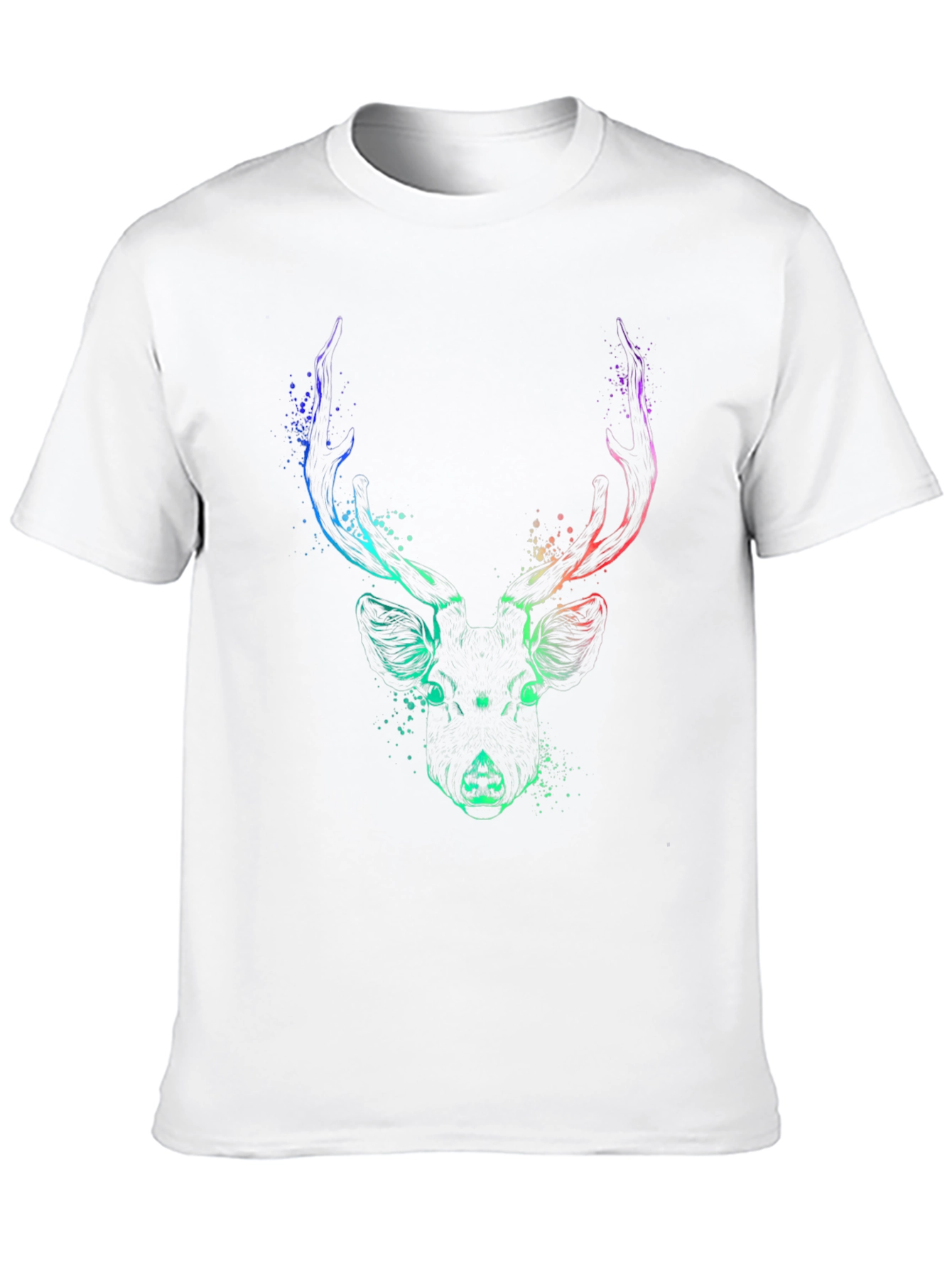 Abstract Deer Graphic Black T-Shirt