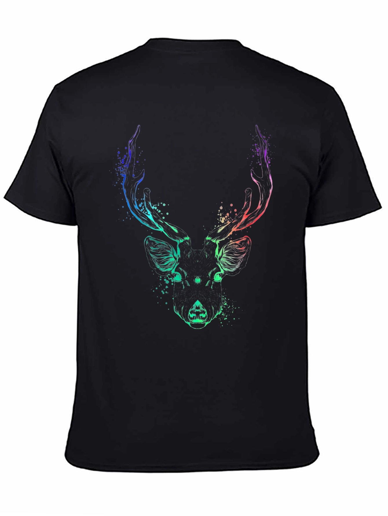 Abstract Deer Graphic Black T-Shirt