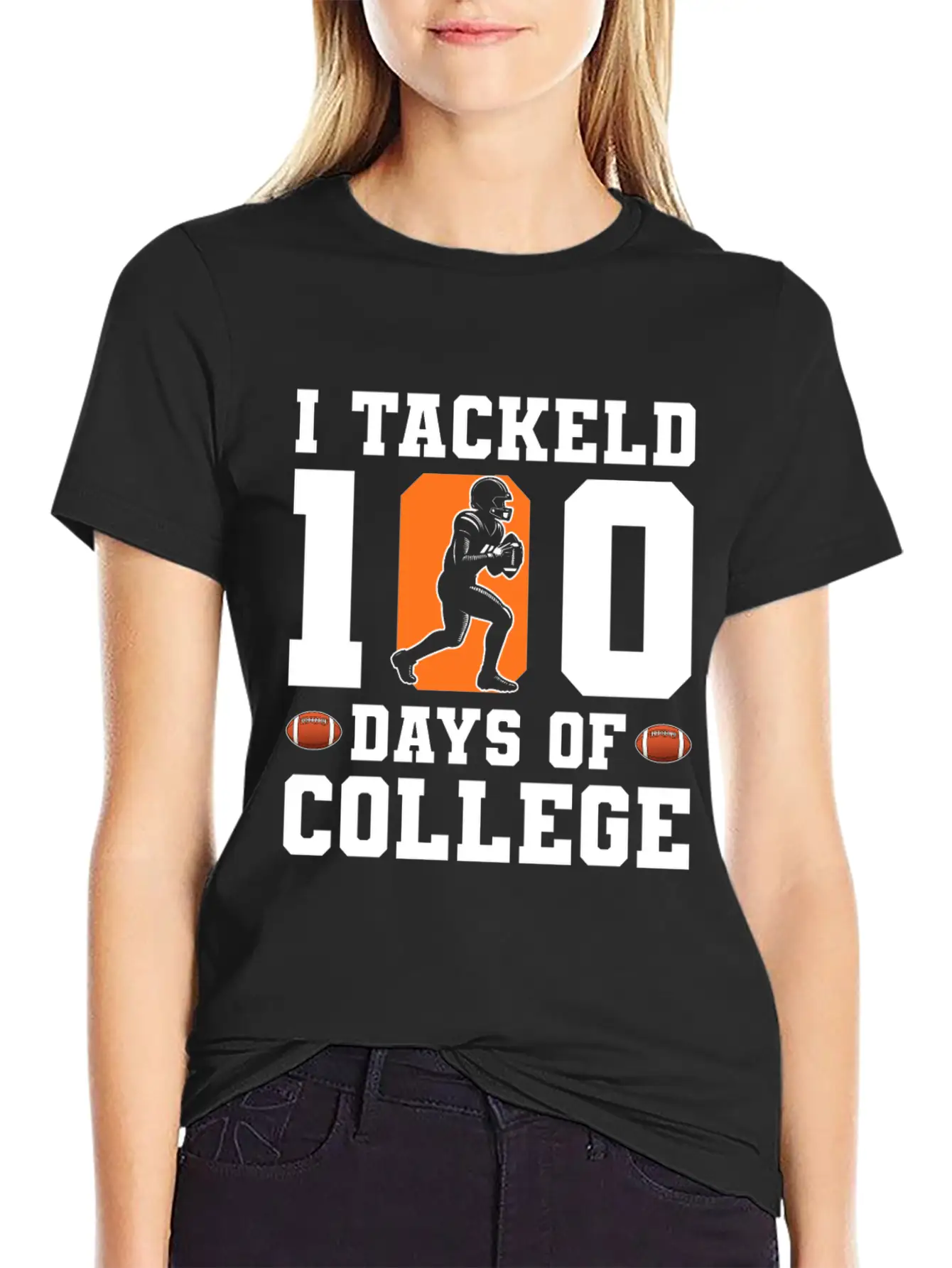 Tackled 100 Days Of College Football Unisex Short Sleeve Soft Cotton T-Shirt – Casual Everyday Wear