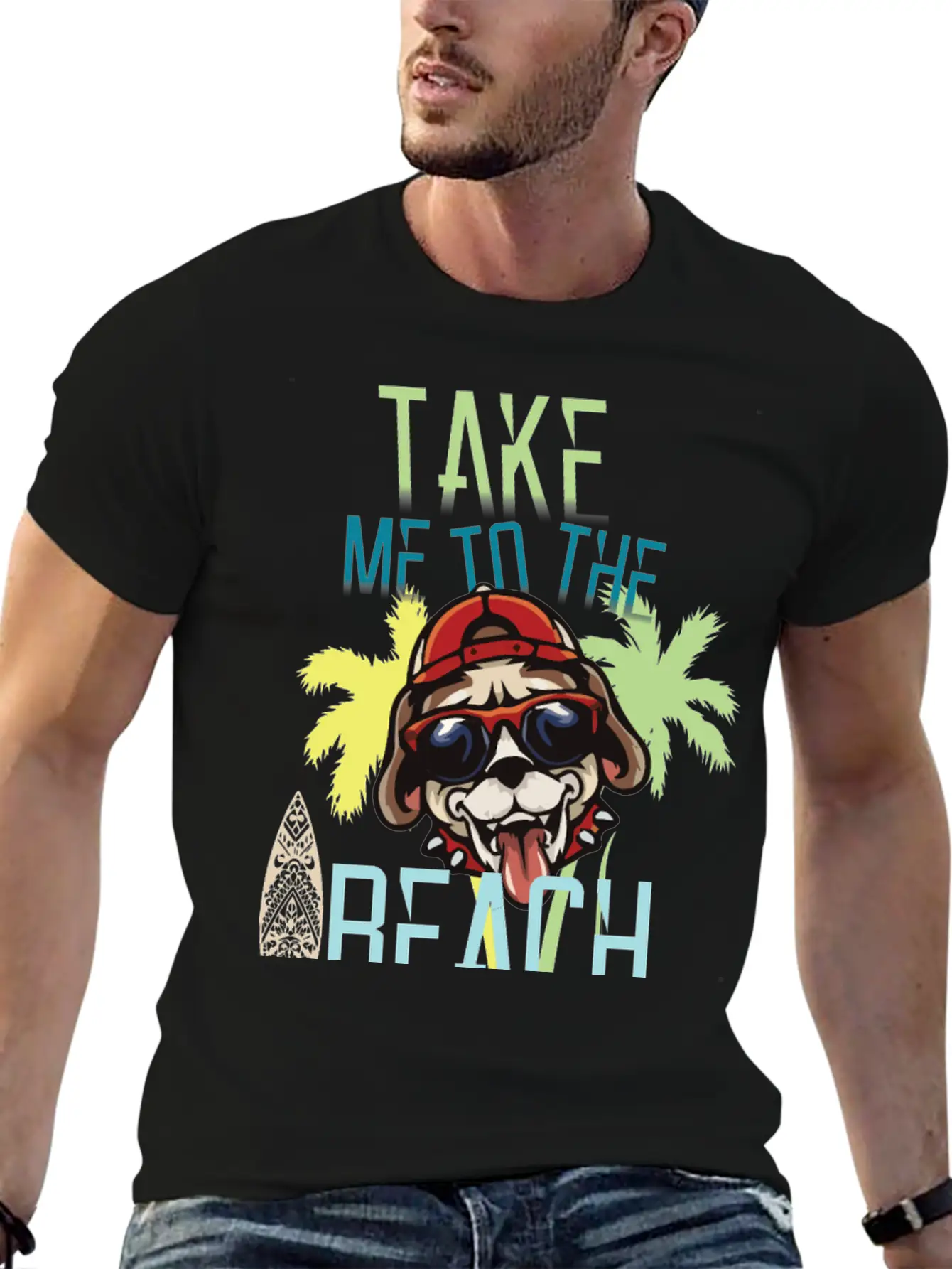 Take Me To The Beach - Dog Lover Basic Graphic T-Shirt – Daily Comfort In Soft Cotton