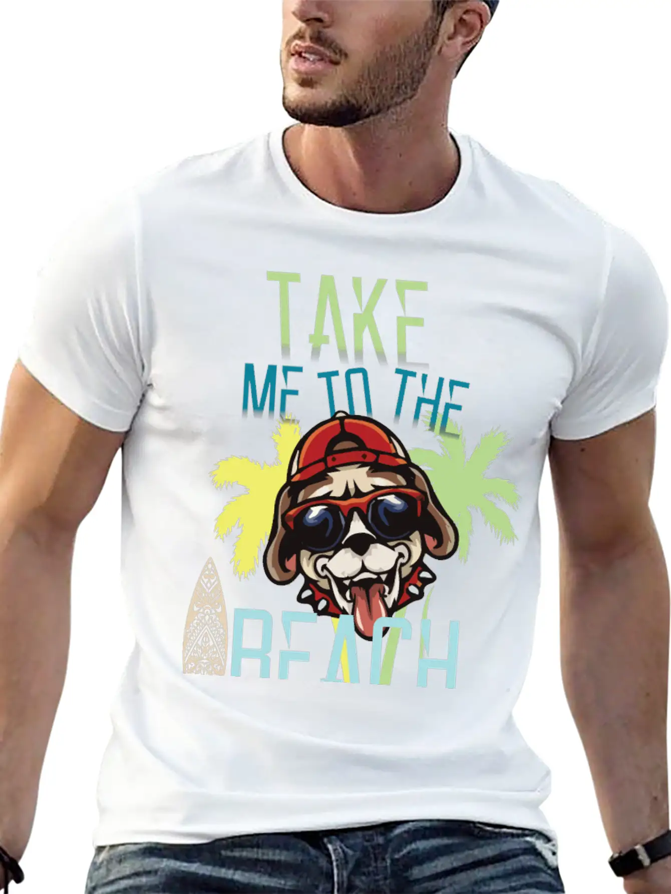 Take Me To The Beach - Dog Lover Basic Graphic T-Shirt – Daily Comfort In Soft Cotton