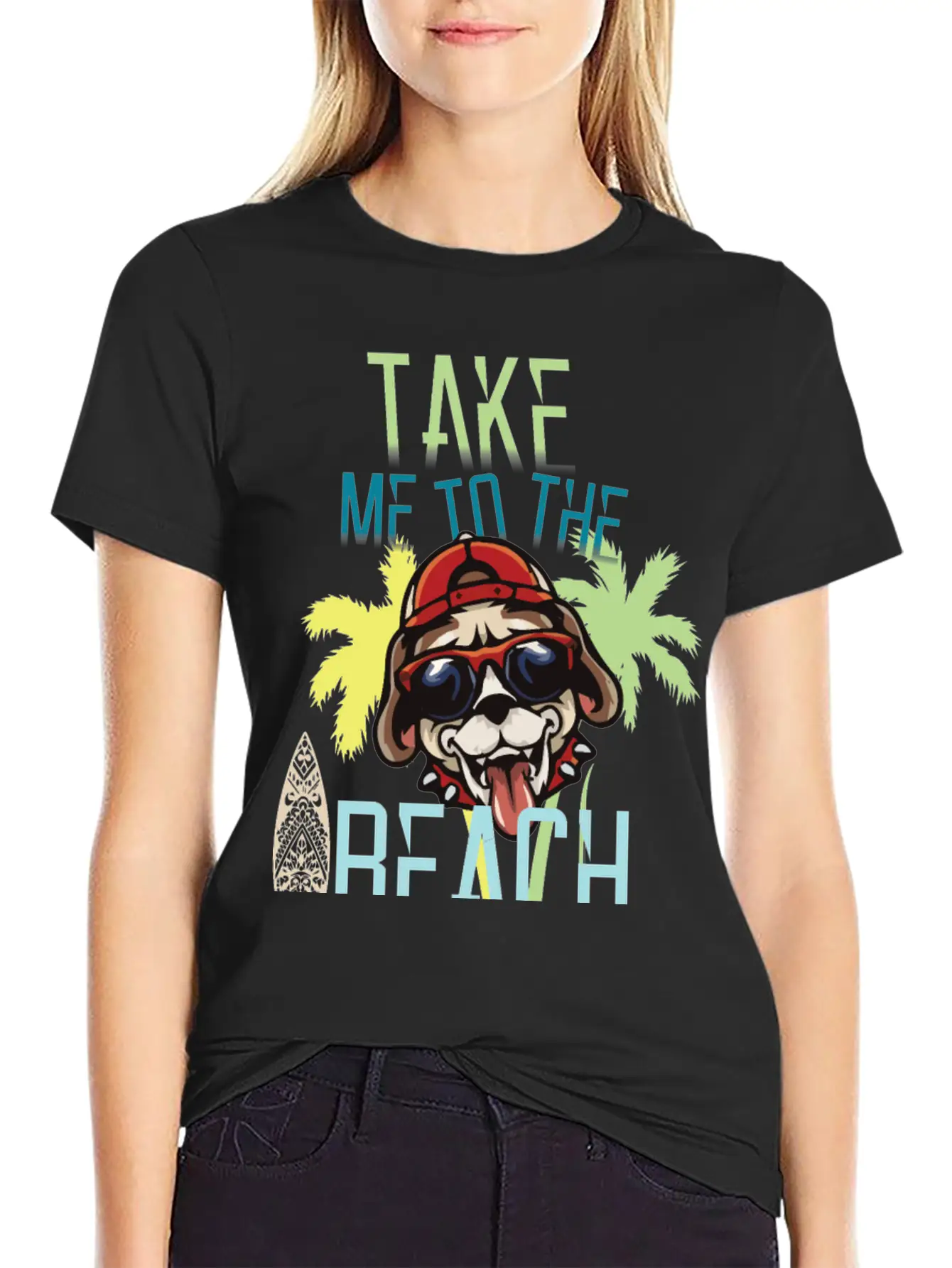 Take Me To The Beach - Dog Lover Basic Graphic T-Shirt – Daily Comfort In Soft Cotton