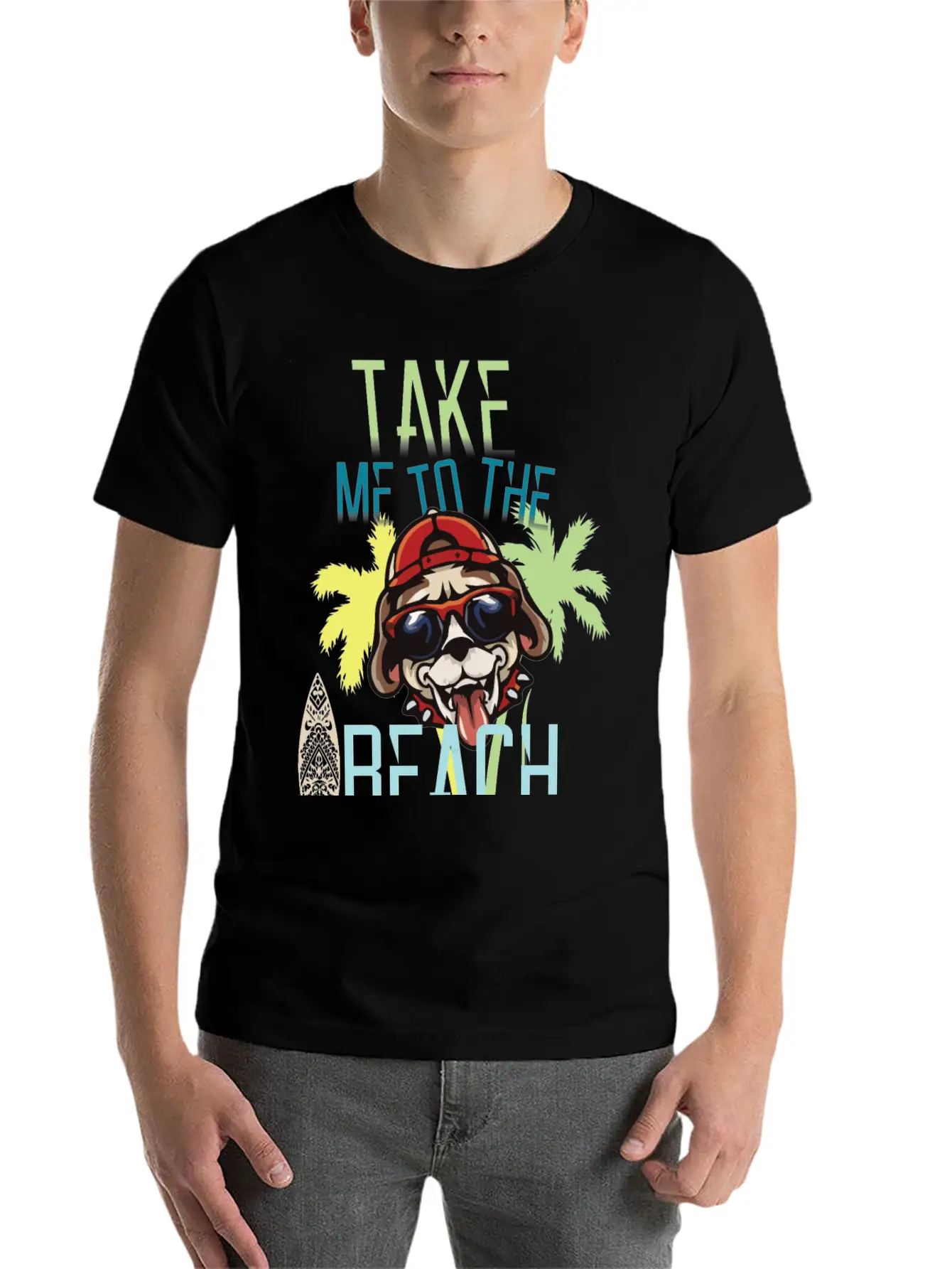 Take Me To The Beach - Dog Lover Basic Graphic T-Shirt – Daily Comfort In Soft Cotton
