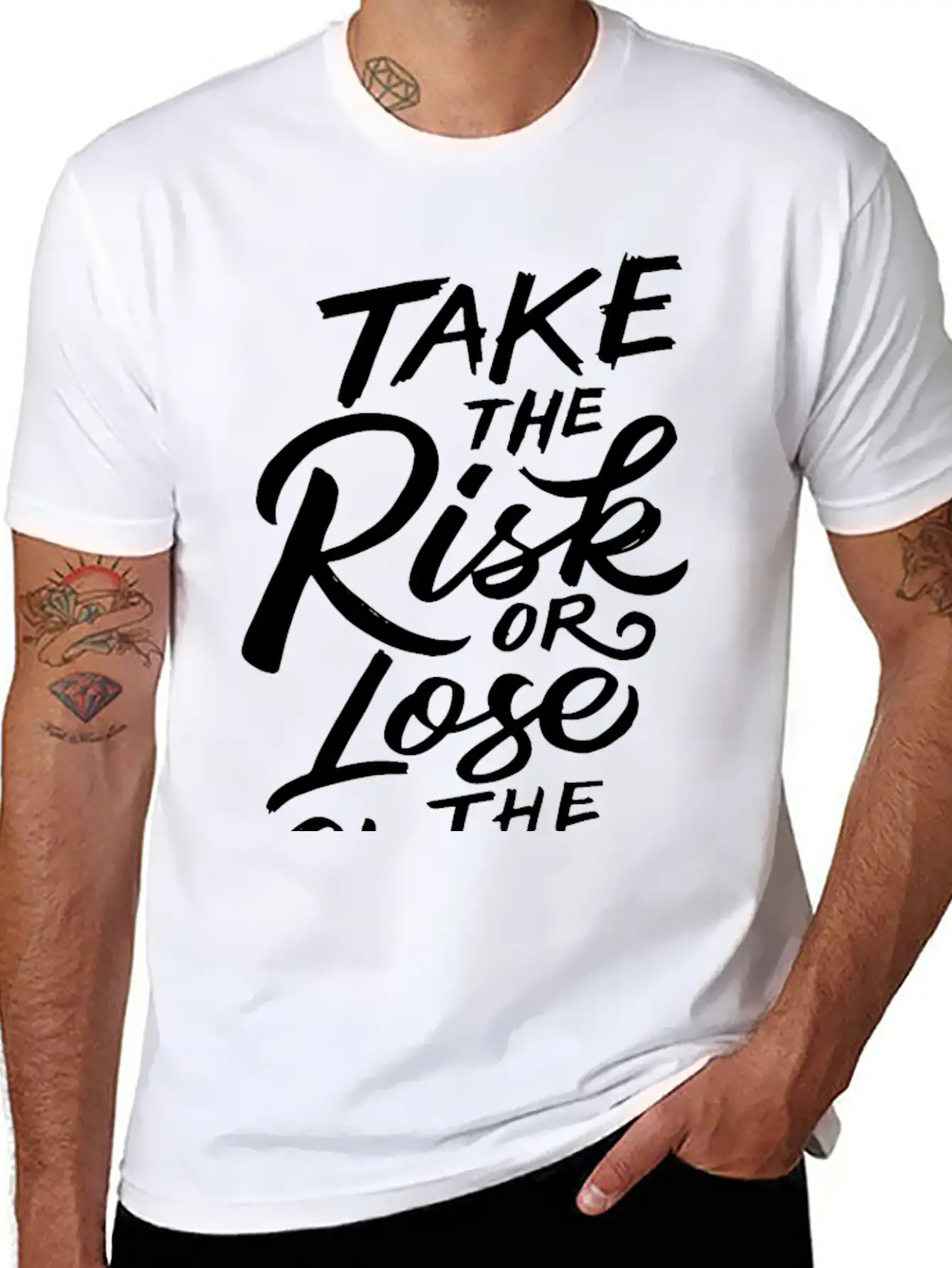 Take The Risk Or Lose The Chance Motivation Quote Stylish Everyday T-Shirt – Unisex Basic Cotton Tee