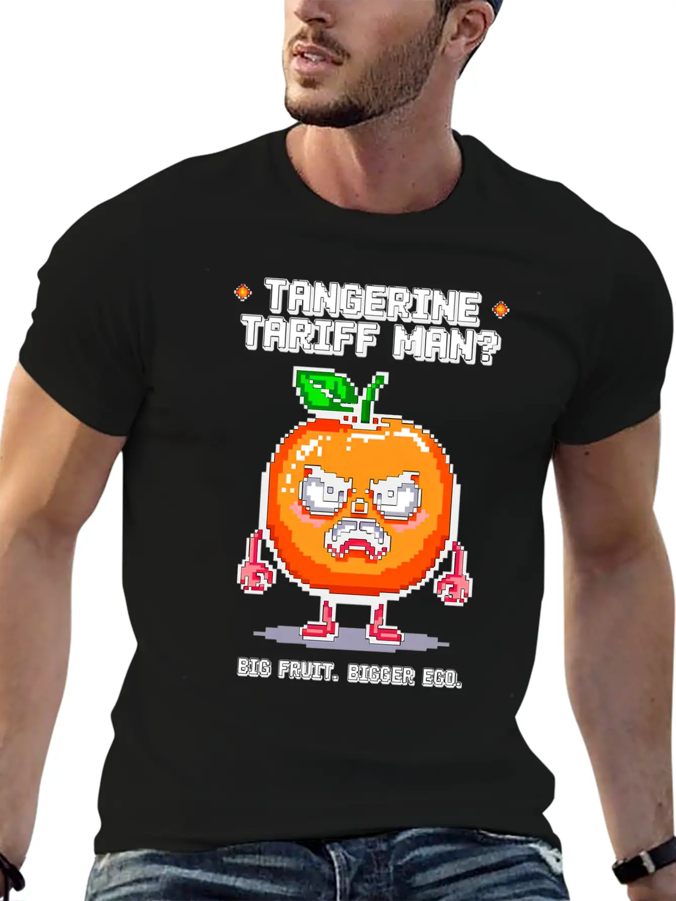 Tangerine Tariff Man? Big Fruit. Bigger Ego. Unisex Short Sleeve Soft Cotton T-Shirt – Casual Everyday Wear