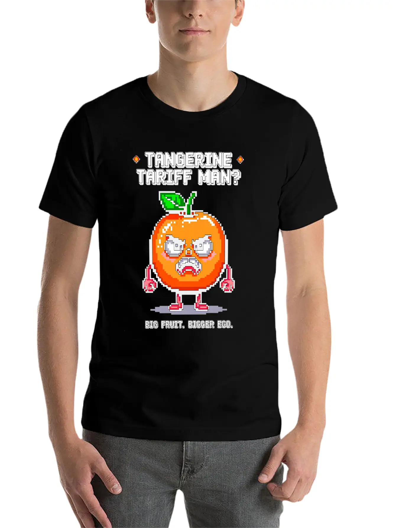 Tangerine Tariff Man? Big Fruit. Bigger Ego. Unisex Short Sleeve Soft Cotton T-Shirt – Casual Everyday Wear