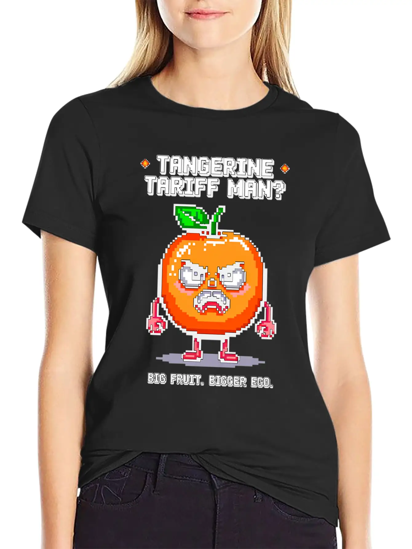 Tangerine Tariff Man? Big Fruit. Bigger Ego. Unisex Short Sleeve Soft Cotton T-Shirt – Casual Everyday Wear