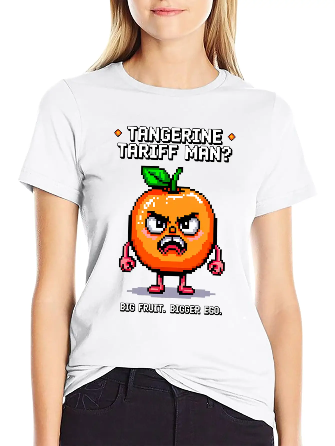 Tangerine Tariff Man? Big Fruit. Bigger Ego. Unisex Short Sleeve Soft Cotton T-Shirt – Casual Everyday Wear