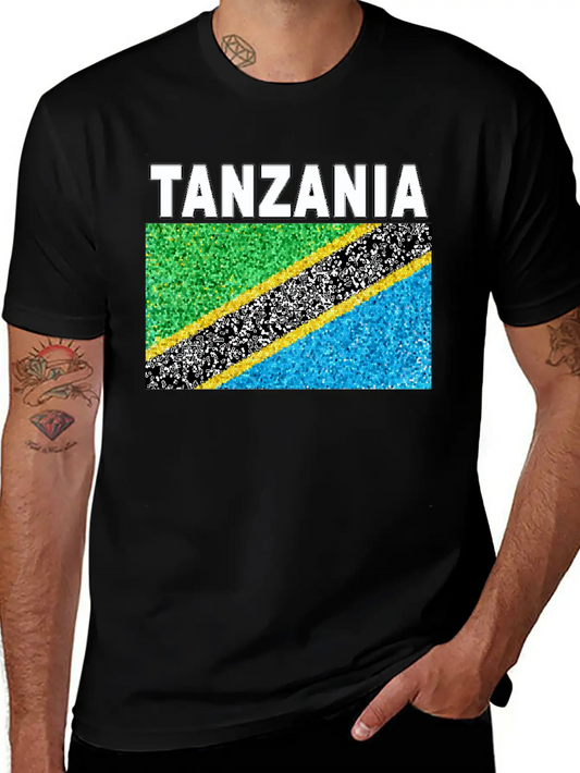 Tanzania Flag Stained Glass Artistic Design Stylish Everyday T-Shirt – Unisex Basic Cotton Tee