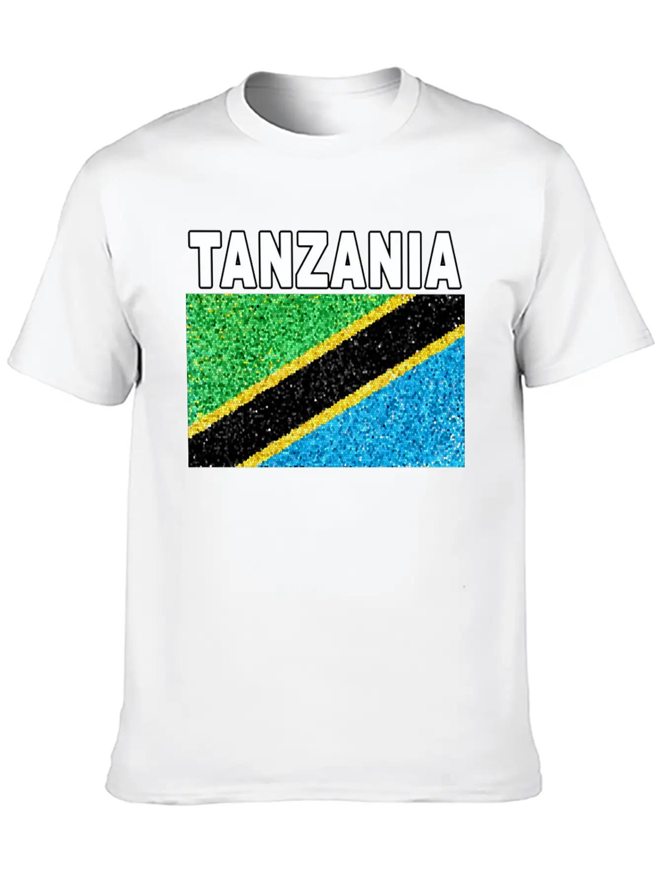 Tanzania Flag Stained Glass Artistic Design Stylish Everyday T-Shirt – Unisex Basic Cotton Tee