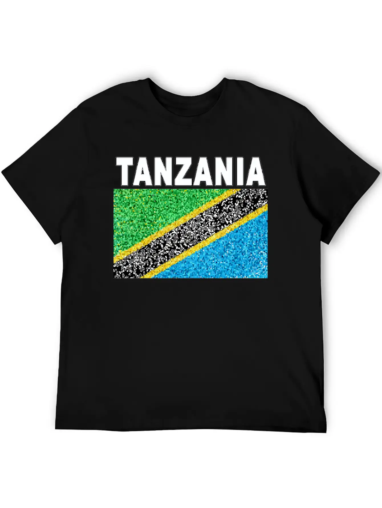 Tanzania Flag Stained Glass Artistic Design Stylish Everyday T-Shirt – Unisex Basic Cotton Tee