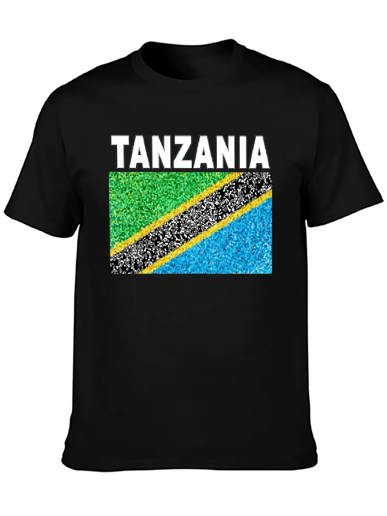 Tanzania Flag Stained Glass Artistic Design Stylish Everyday T-Shirt – Unisex Basic Cotton Tee
