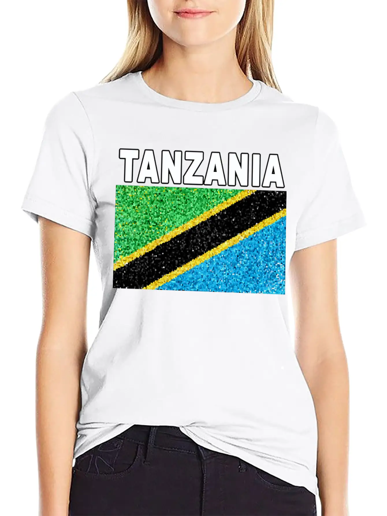 Tanzania Flag Stained Glass Artistic Design Stylish Everyday T-Shirt – Unisex Basic Cotton Tee