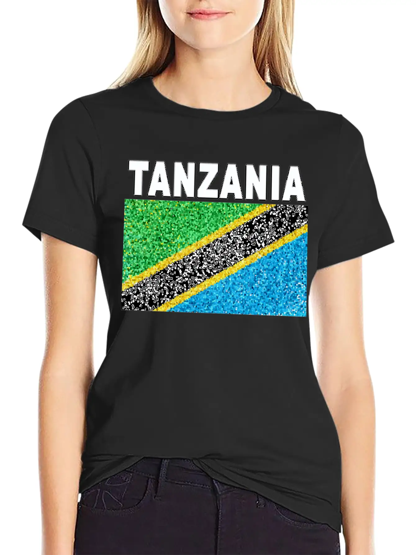 Tanzania Flag Stained Glass Artistic Design Stylish Everyday T-Shirt – Unisex Basic Cotton Tee