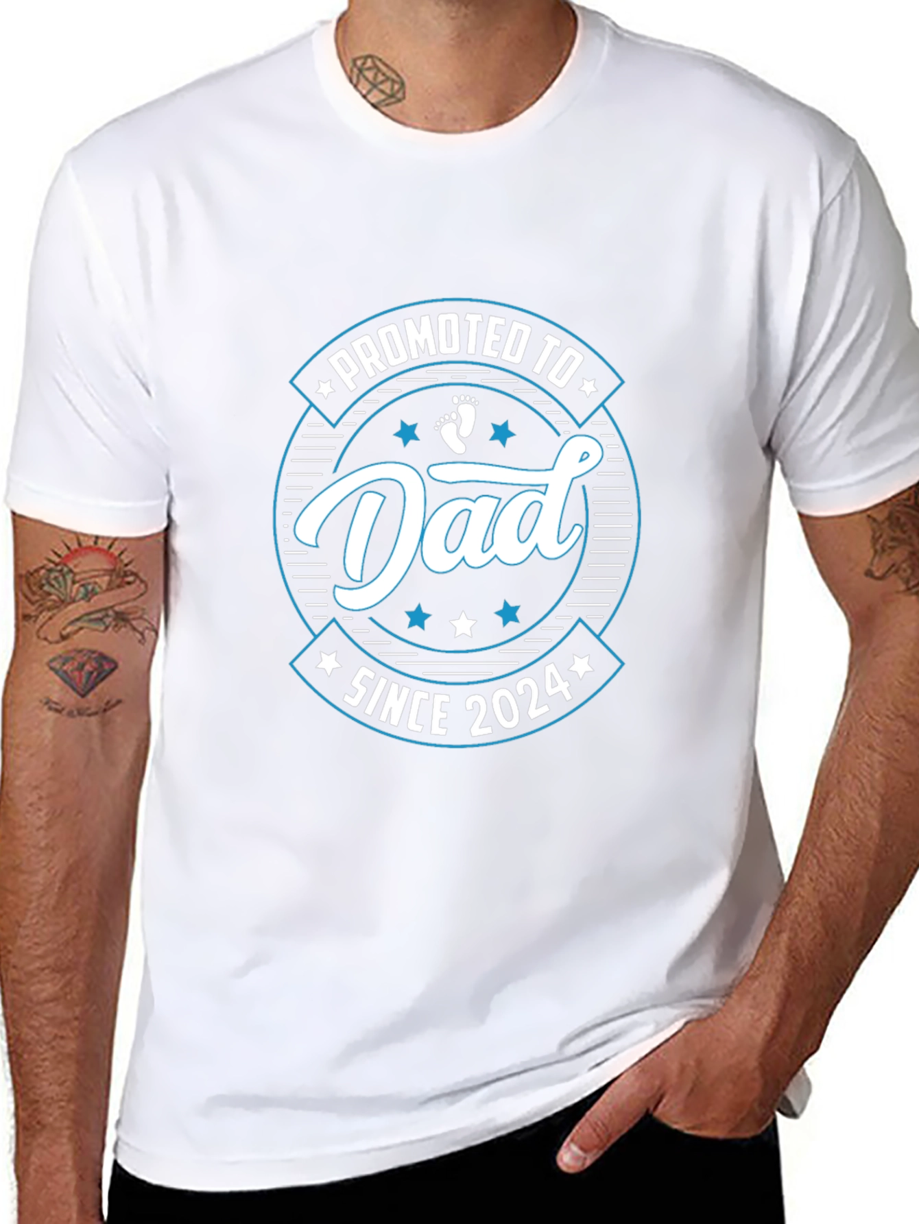 Promoted to Dad Since 2024 Black T-Shirt