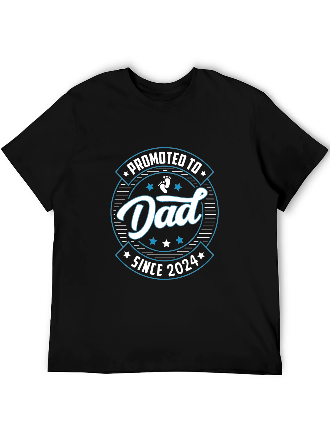 Promoted to Dad Since 2024 Black T-Shirt