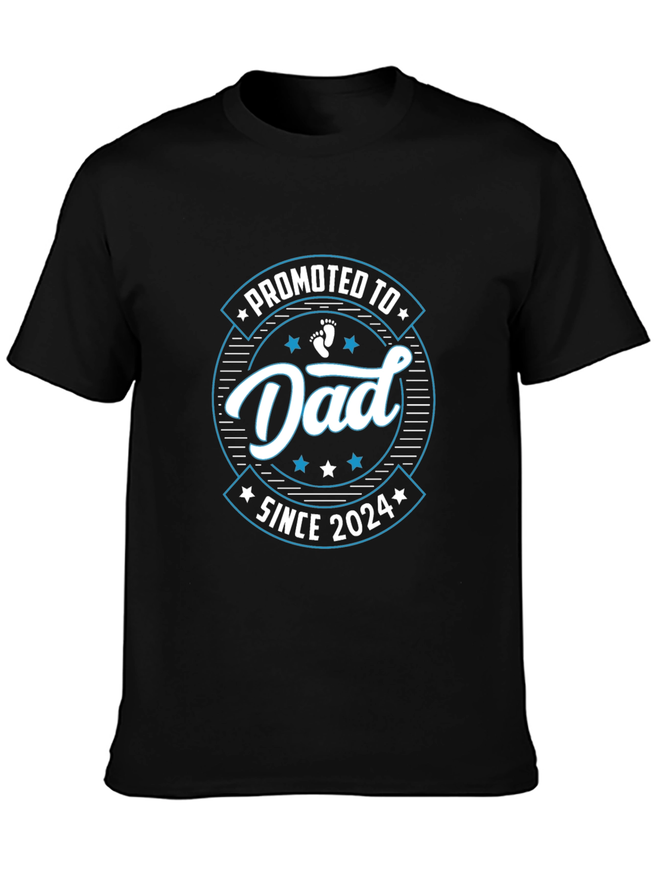 Promoted to Dad Since 2024 Black T-Shirt
