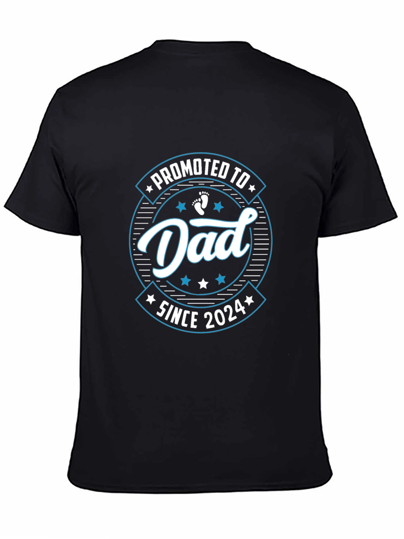 Promoted to Dad Since 2024 Black T-Shirt