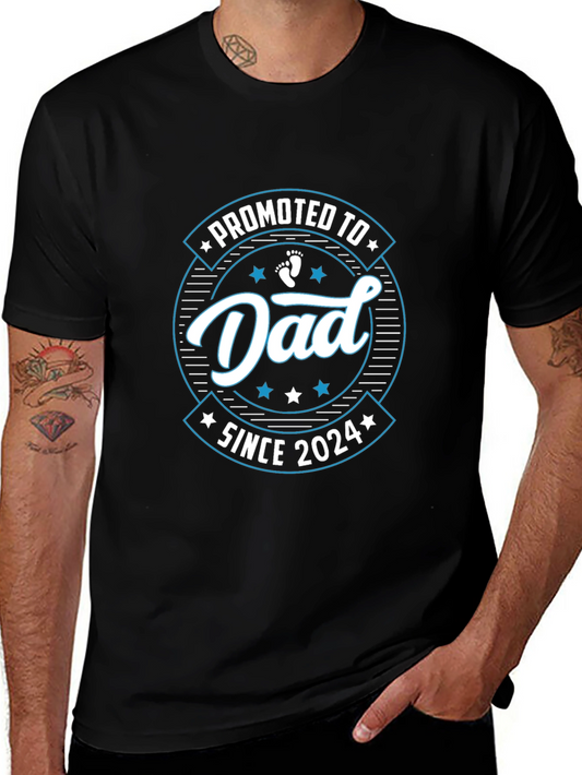 Promoted to Dad Since 2024 Black T-Shirt