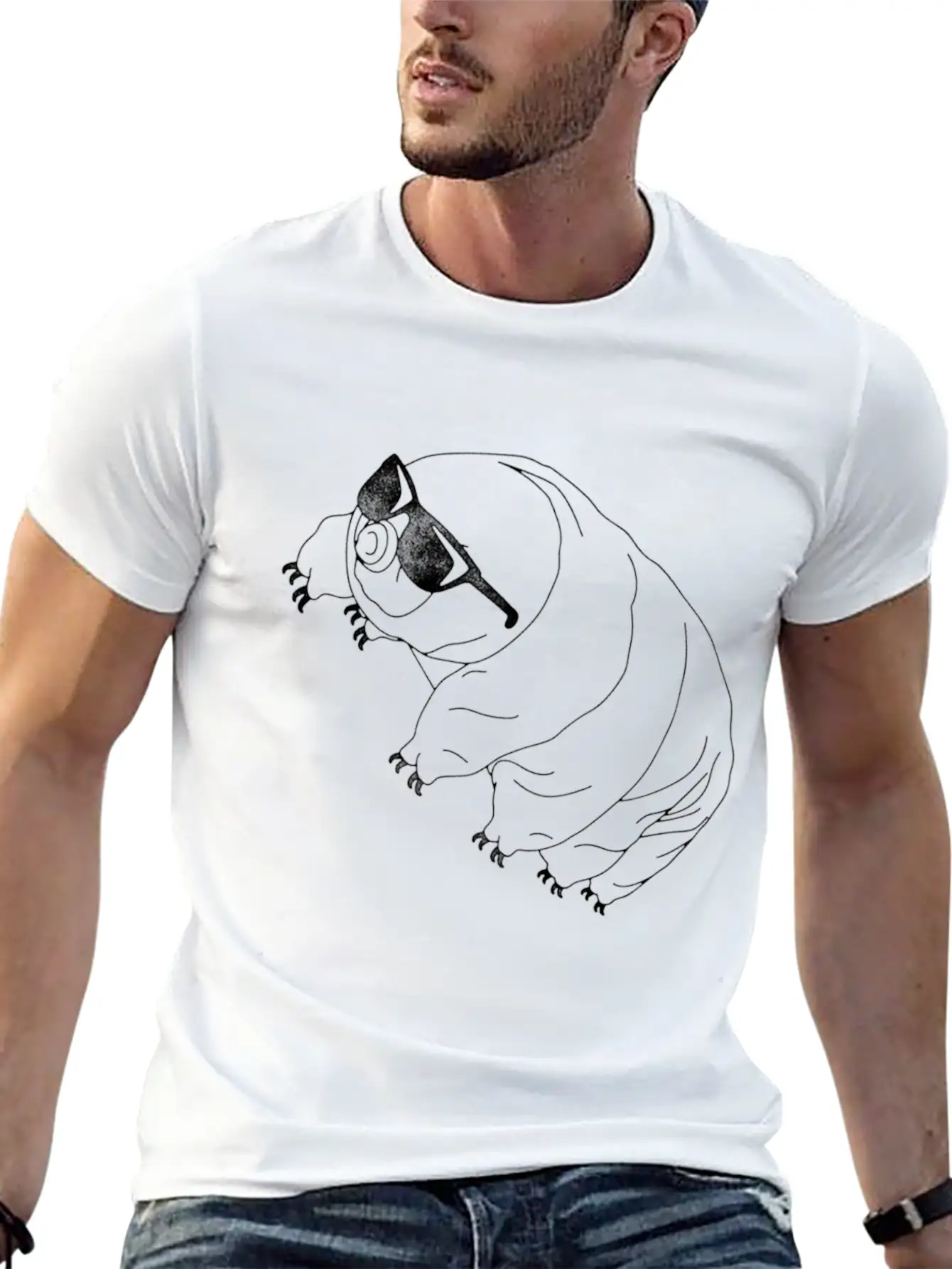 Tardigrade Simple Water Bear With Sunglasses Stylish Everyday T-Shirt – Unisex Basic Cotton Tee