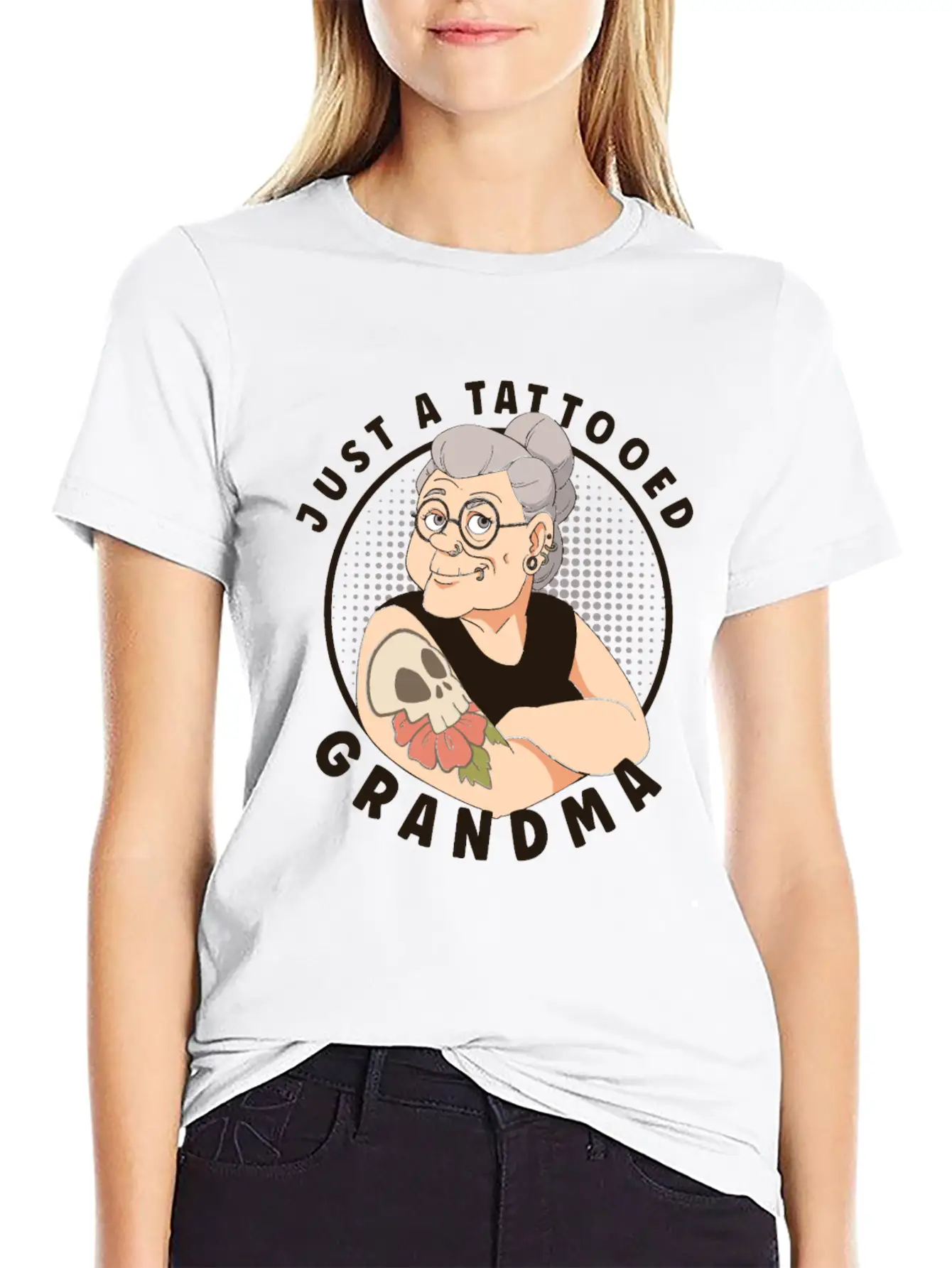 TATTOED GRANDMA TATTOO ARTIST INKING TATTOOS Timeless Short Sleeve Tee – Comfy And Minimalist Design