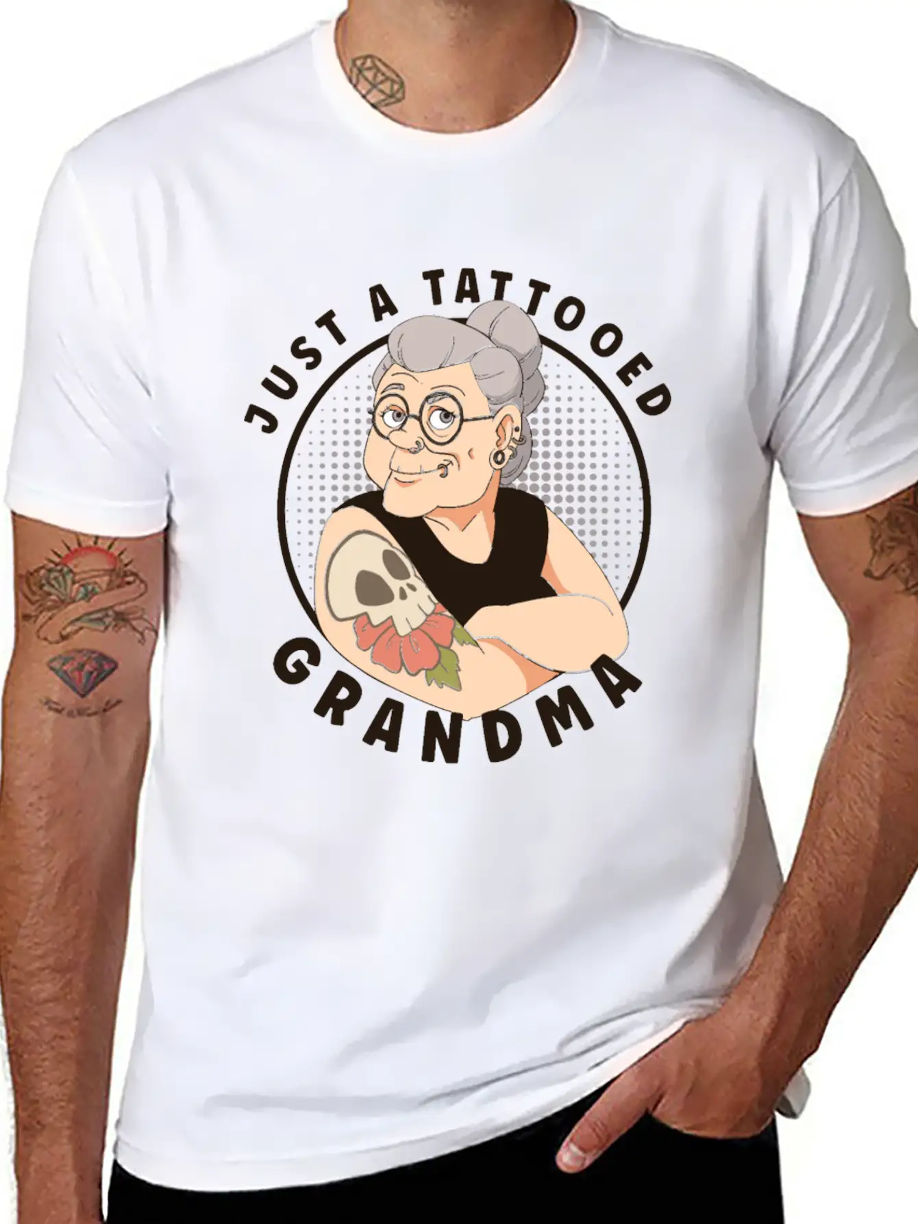 TATTOED GRANDMA TATTOO ARTIST INKING TATTOOS Timeless Short Sleeve Tee – Comfy And Minimalist Design