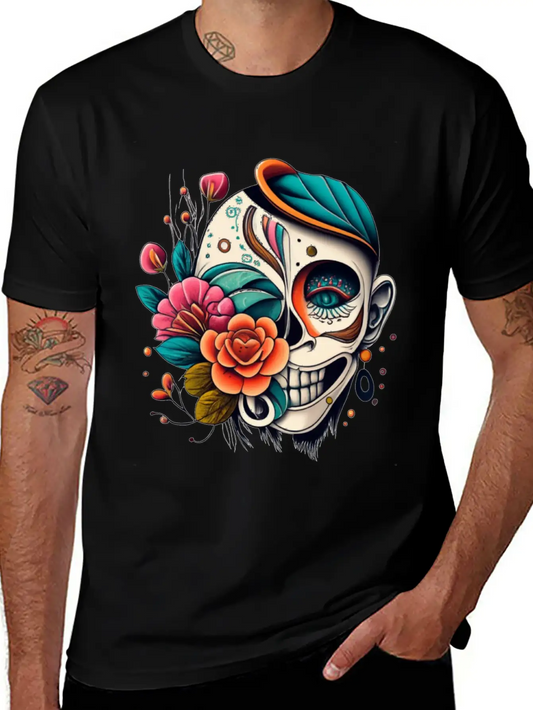 Tattoo Art, Flower, Skeleton Basic Graphic T-Shirt – Daily Comfort In Soft Cotton