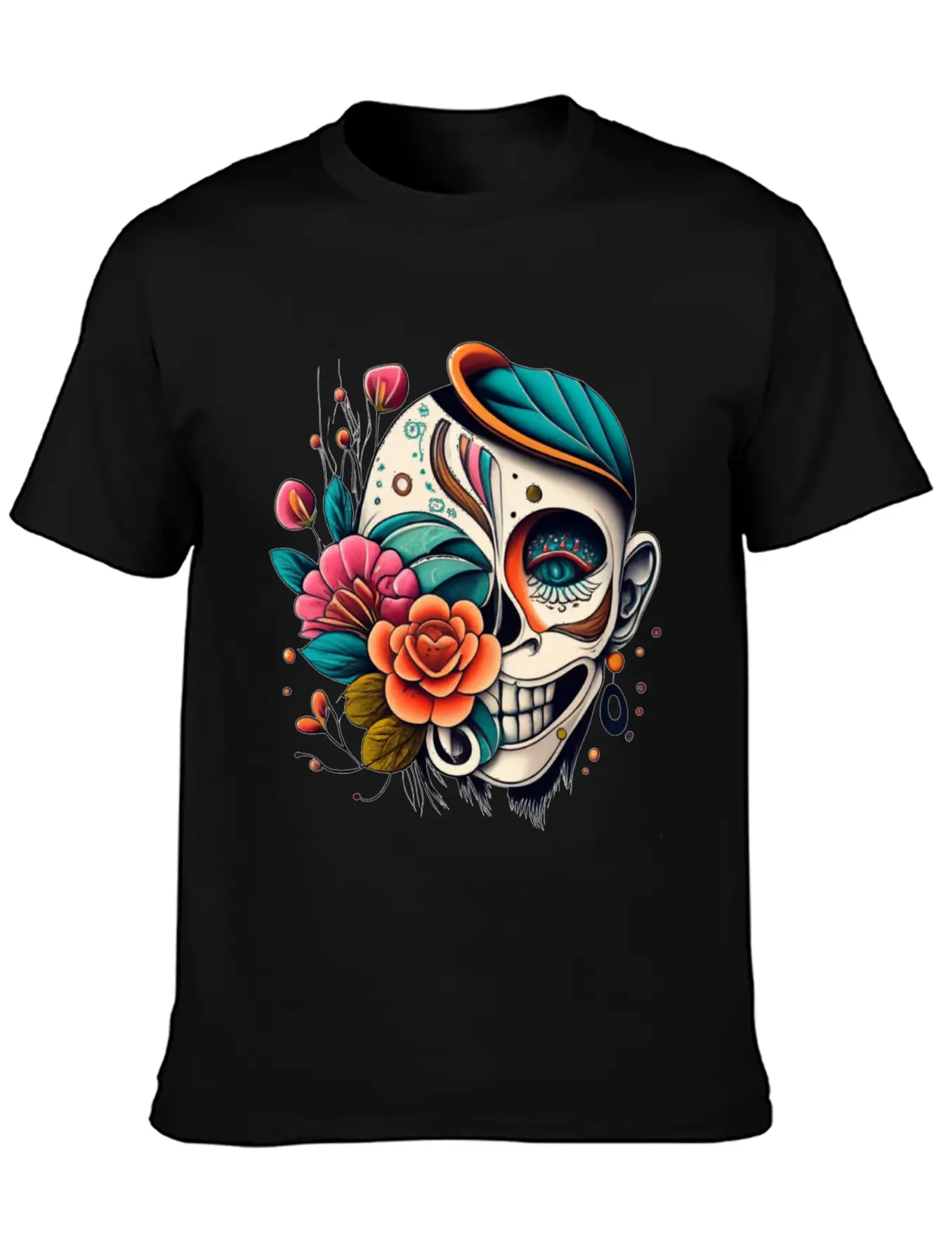 Tattoo Art, Flower, Skeleton Basic Graphic T-Shirt – Daily Comfort In Soft Cotton
