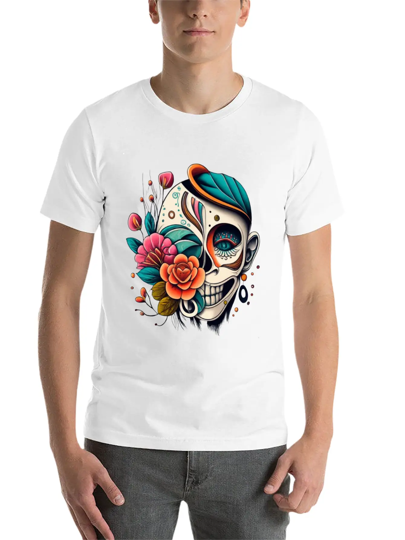 Tattoo Art, Flower, Skeleton Basic Graphic T-Shirt – Daily Comfort In Soft Cotton