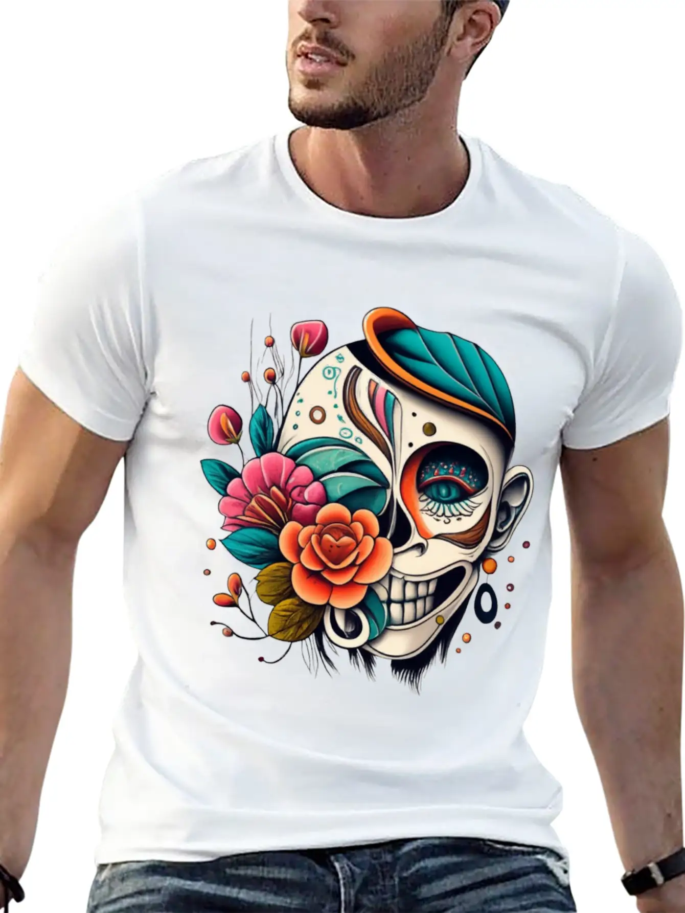 Tattoo Art, Flower, Skeleton Basic Graphic T-Shirt – Daily Comfort In Soft Cotton