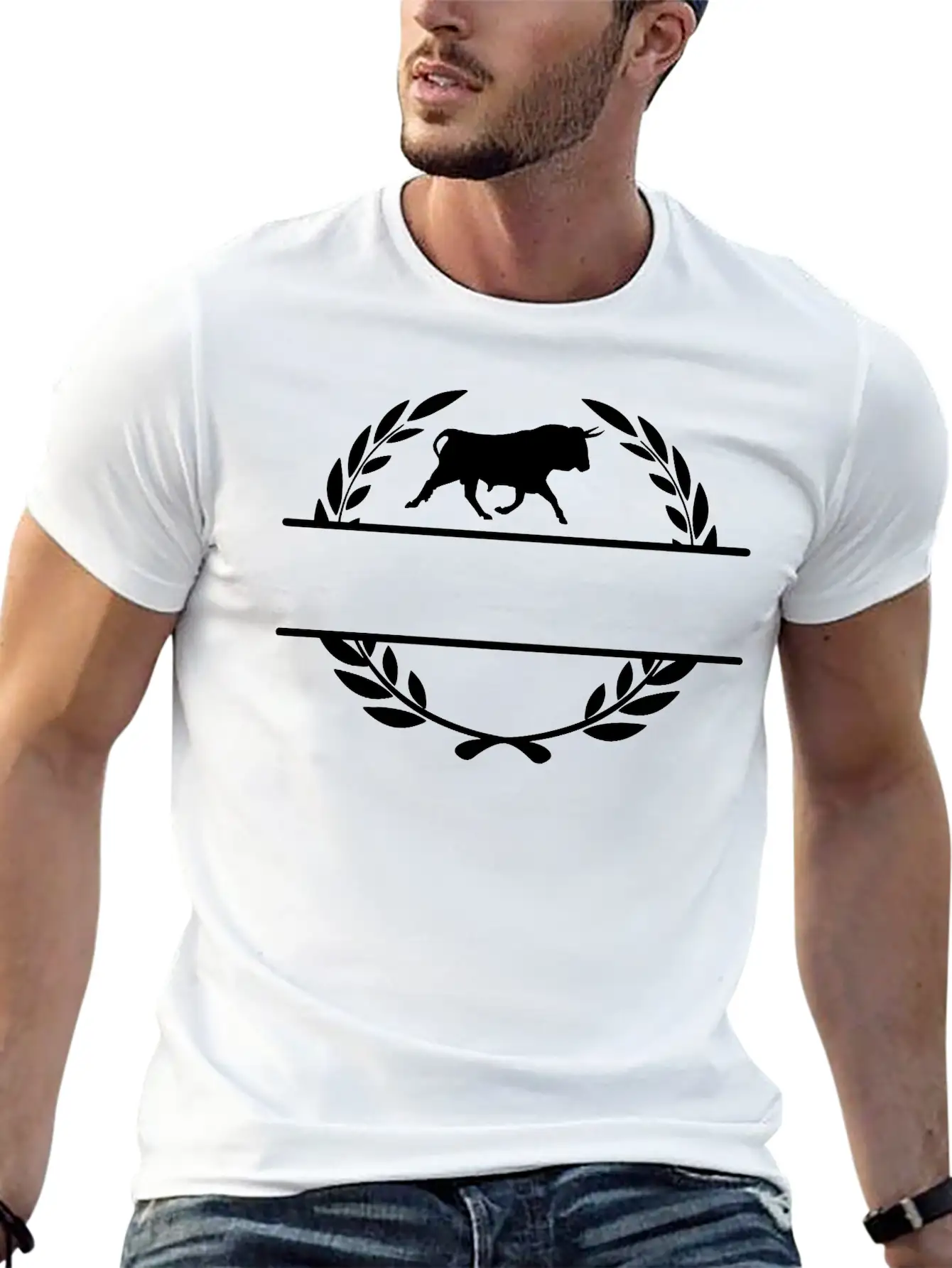 Taurus In Laurel Wreath Monogram Stylish Everyday T-Shirt – Unisex Basic Cotton Tee