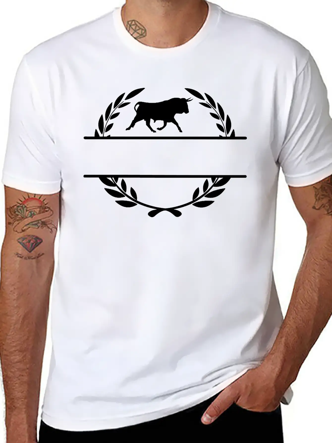 Taurus In Laurel Wreath Monogram Stylish Everyday T-Shirt – Unisex Basic Cotton Tee