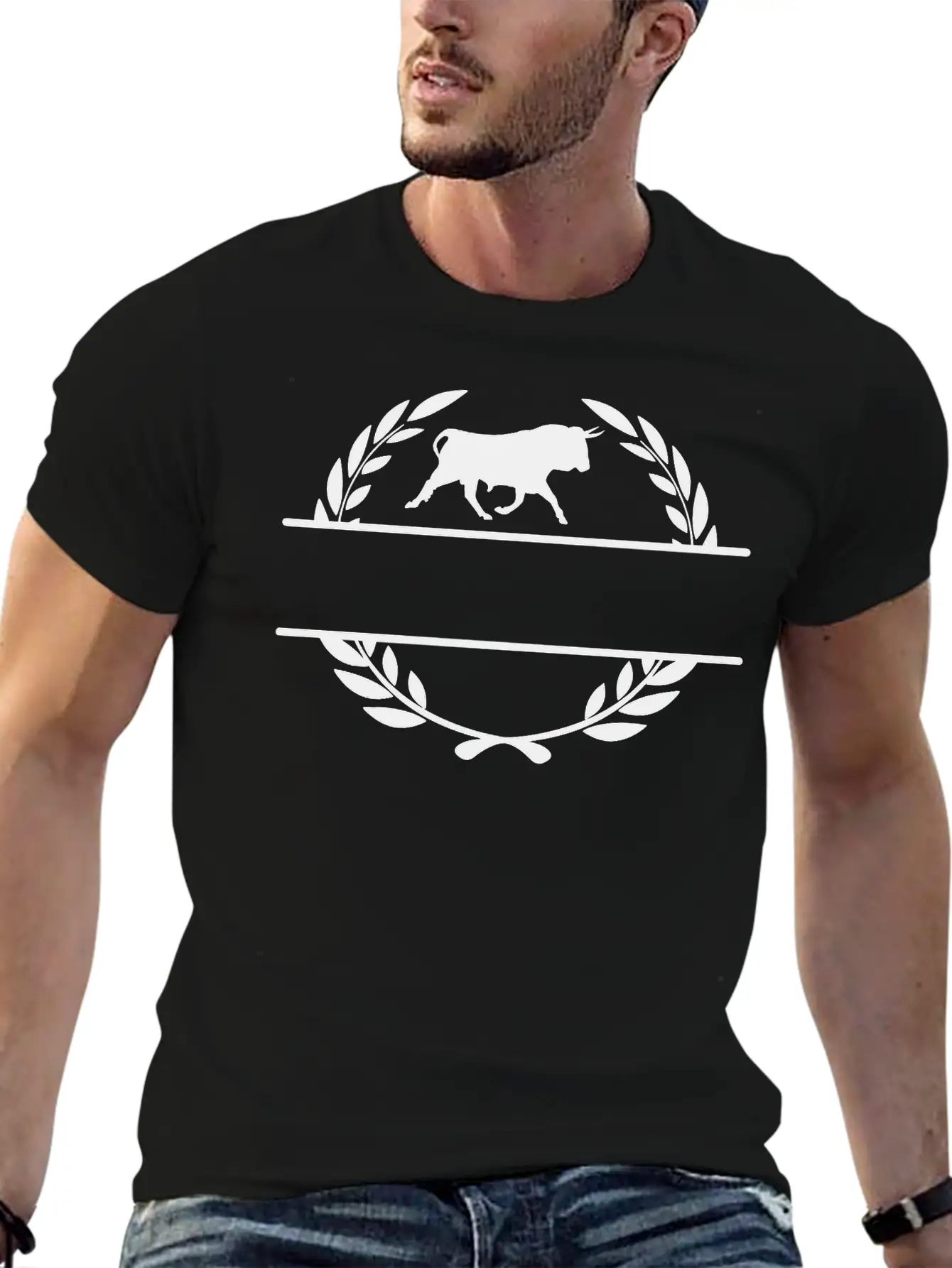 Taurus In Laurel Wreath Monogram Stylish Everyday T-Shirt – Unisex Basic Cotton Tee