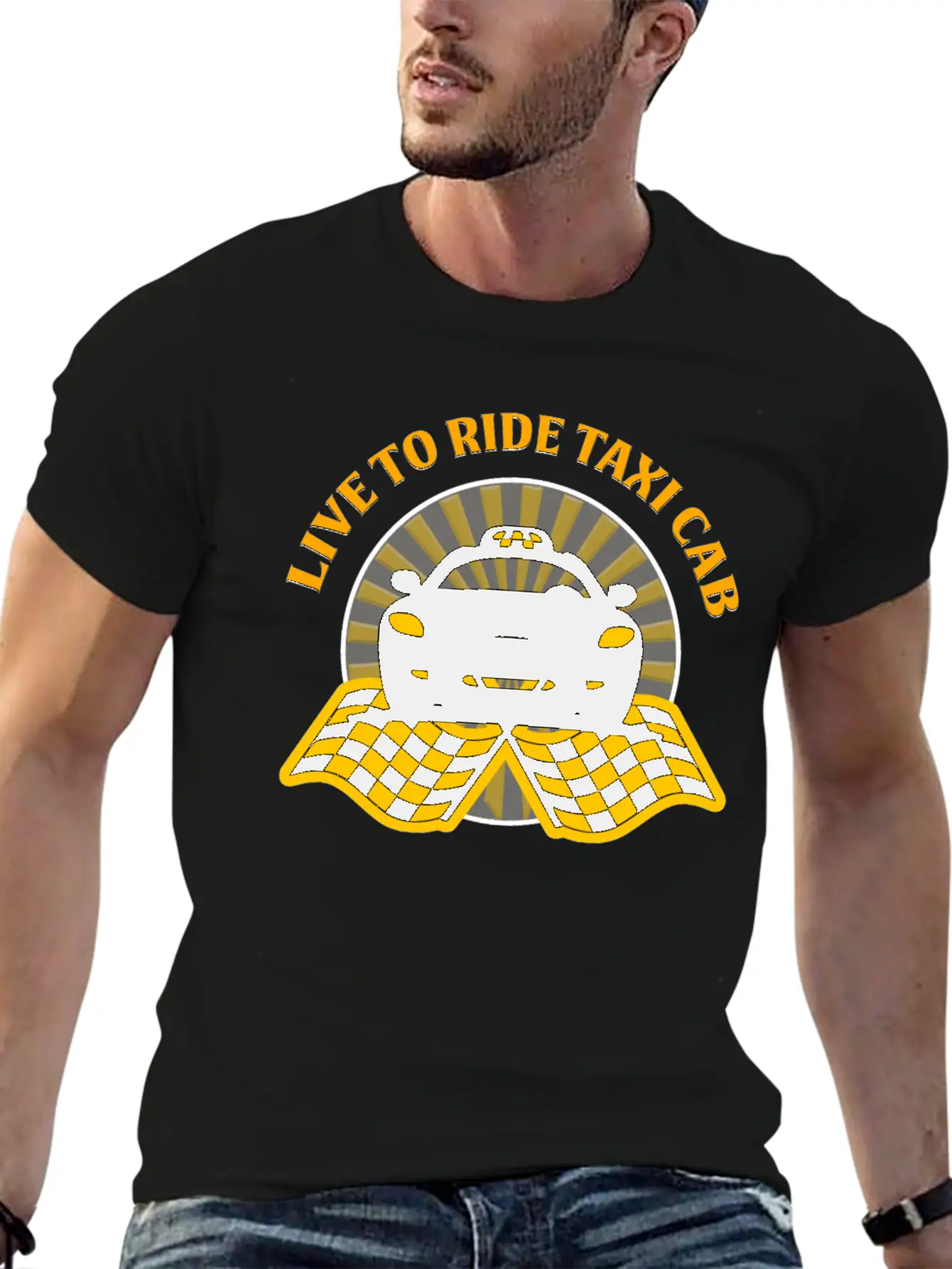Taxi Driver - Live To Ride Taxi Cab Unisex Short Sleeve Soft Cotton T-Shirt – Casual Everyday Wear