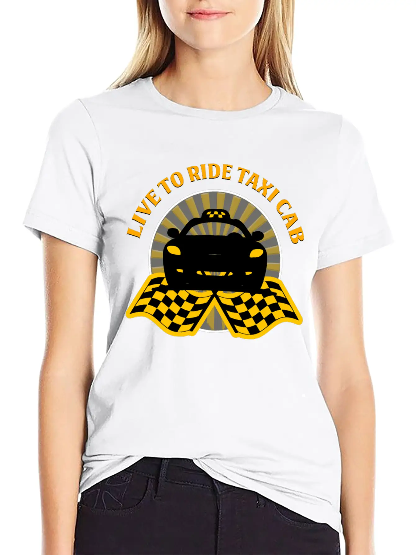 Taxi Driver - Live To Ride Taxi Cab Unisex Short Sleeve Soft Cotton T-Shirt – Casual Everyday Wear