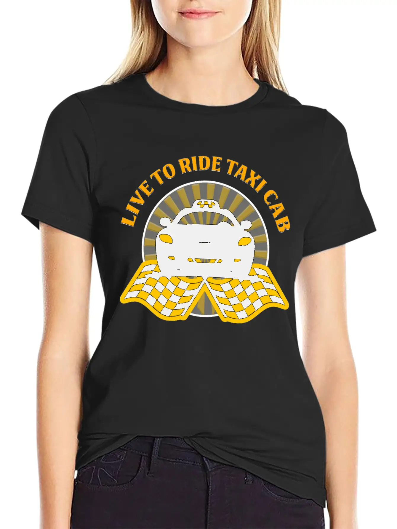 Taxi Driver - Live To Ride Taxi Cab Unisex Short Sleeve Soft Cotton T-Shirt – Casual Everyday Wear