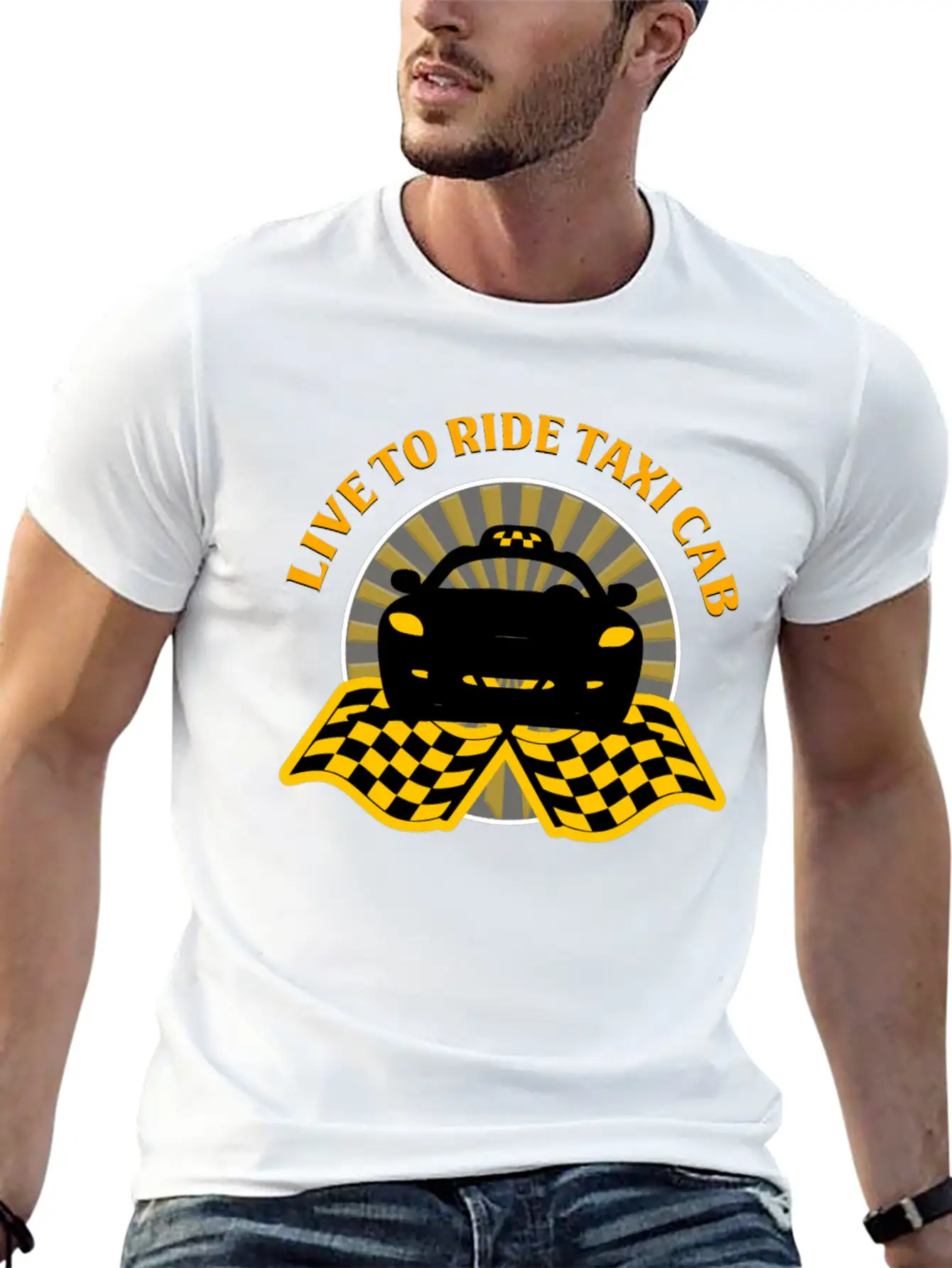 Taxi Driver - Live To Ride Taxi Cab Unisex Short Sleeve Soft Cotton T-Shirt – Casual Everyday Wear