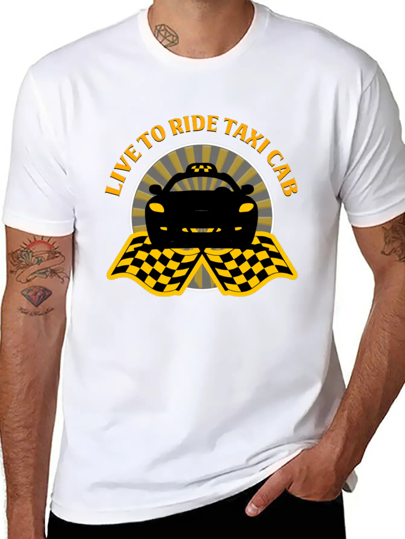Taxi Driver - Live To Ride Taxi Cab Unisex Short Sleeve Soft Cotton T-Shirt – Casual Everyday Wear