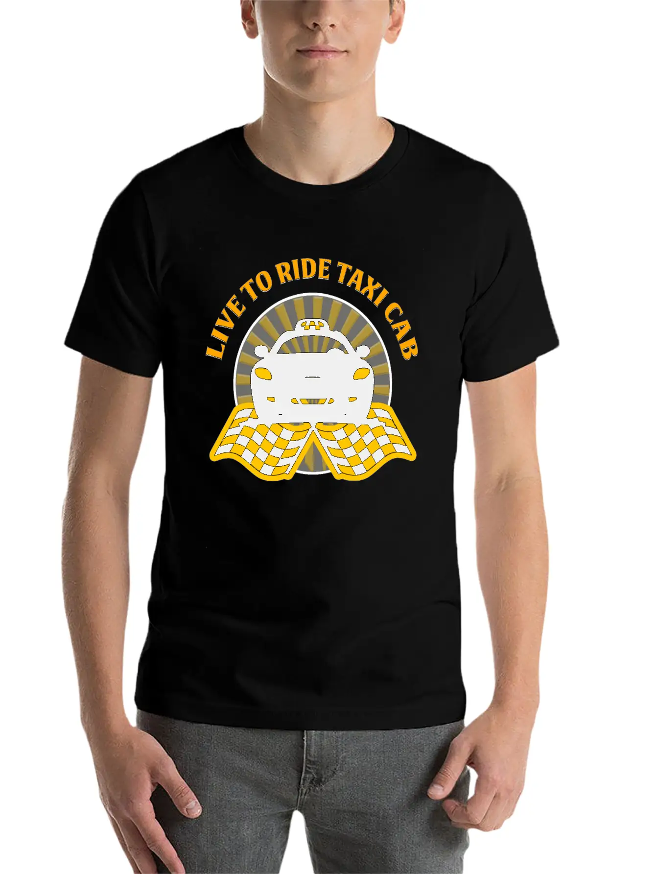 Taxi Driver - Live To Ride Taxi Cab Unisex Short Sleeve Soft Cotton T-Shirt – Casual Everyday Wear